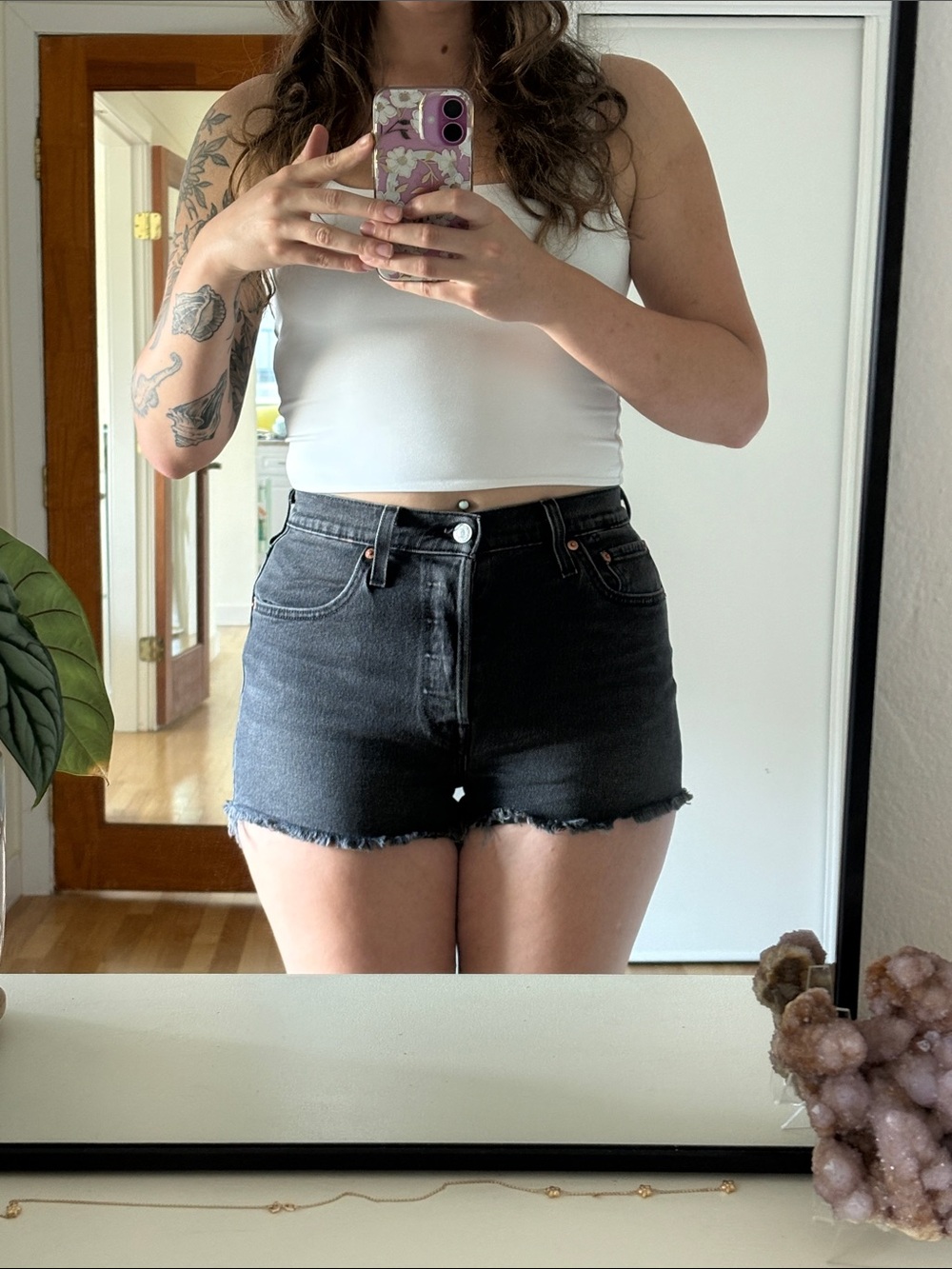 Levi's Black High-Rise Denim Cutoff Shorts